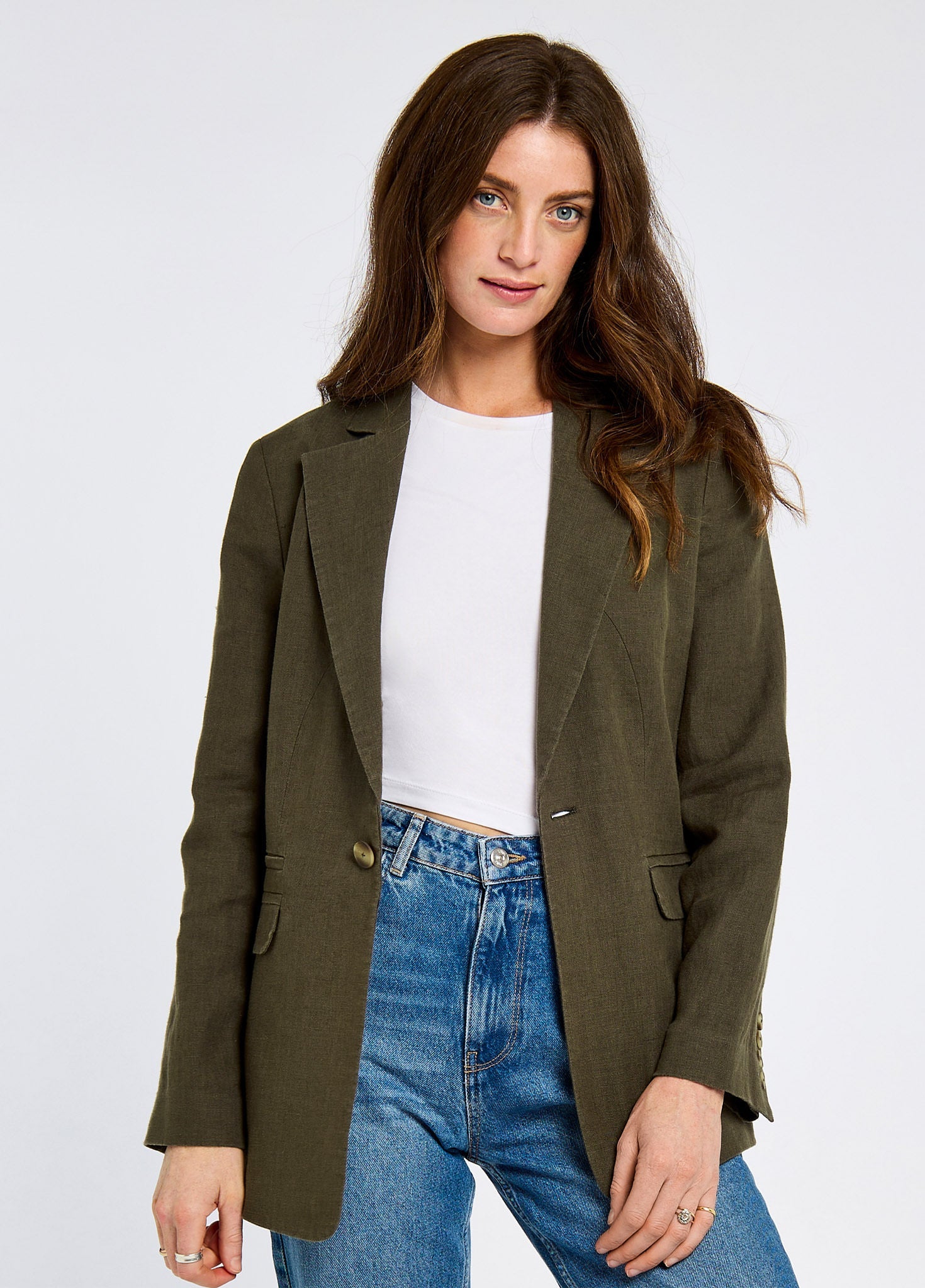 Avonlea Ladies' tailored linen jacket - Khaki