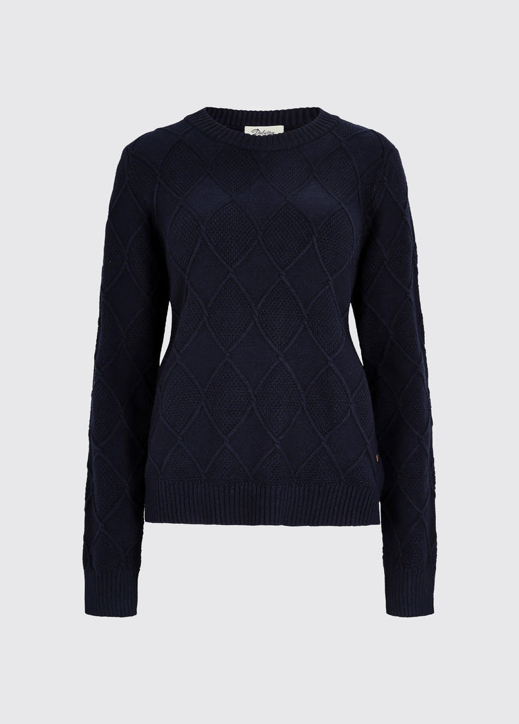 Banteer Ladies' cable knit crew neck - Navy