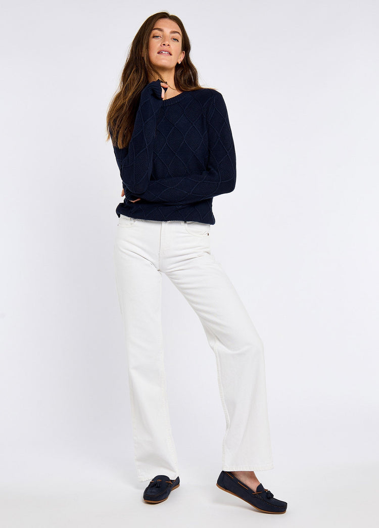 Banteer Ladies' cable knit crew neck - Navy