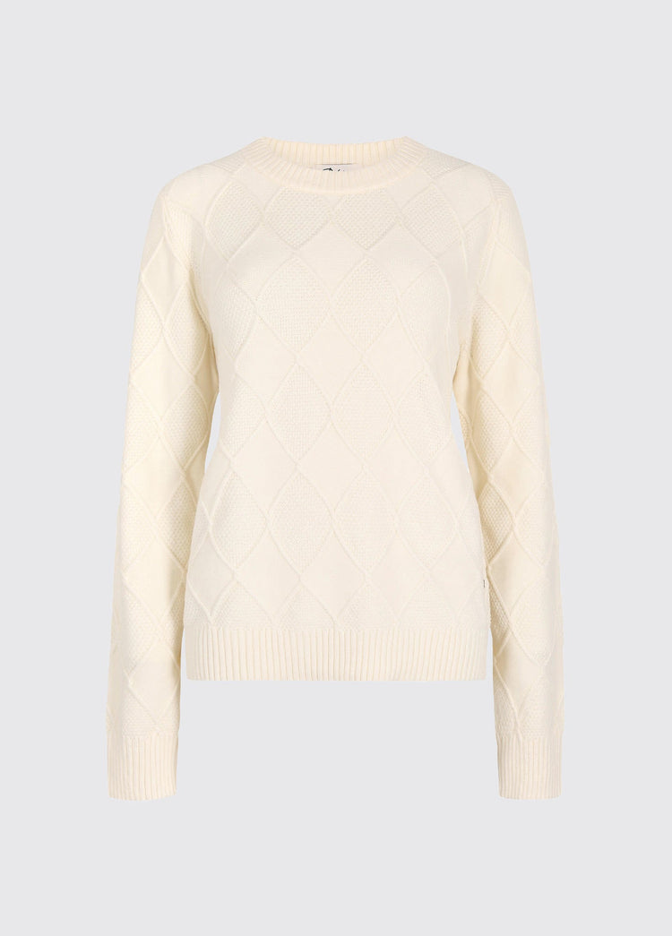 Banteer Ladies' cable knit crew neck - Oyster