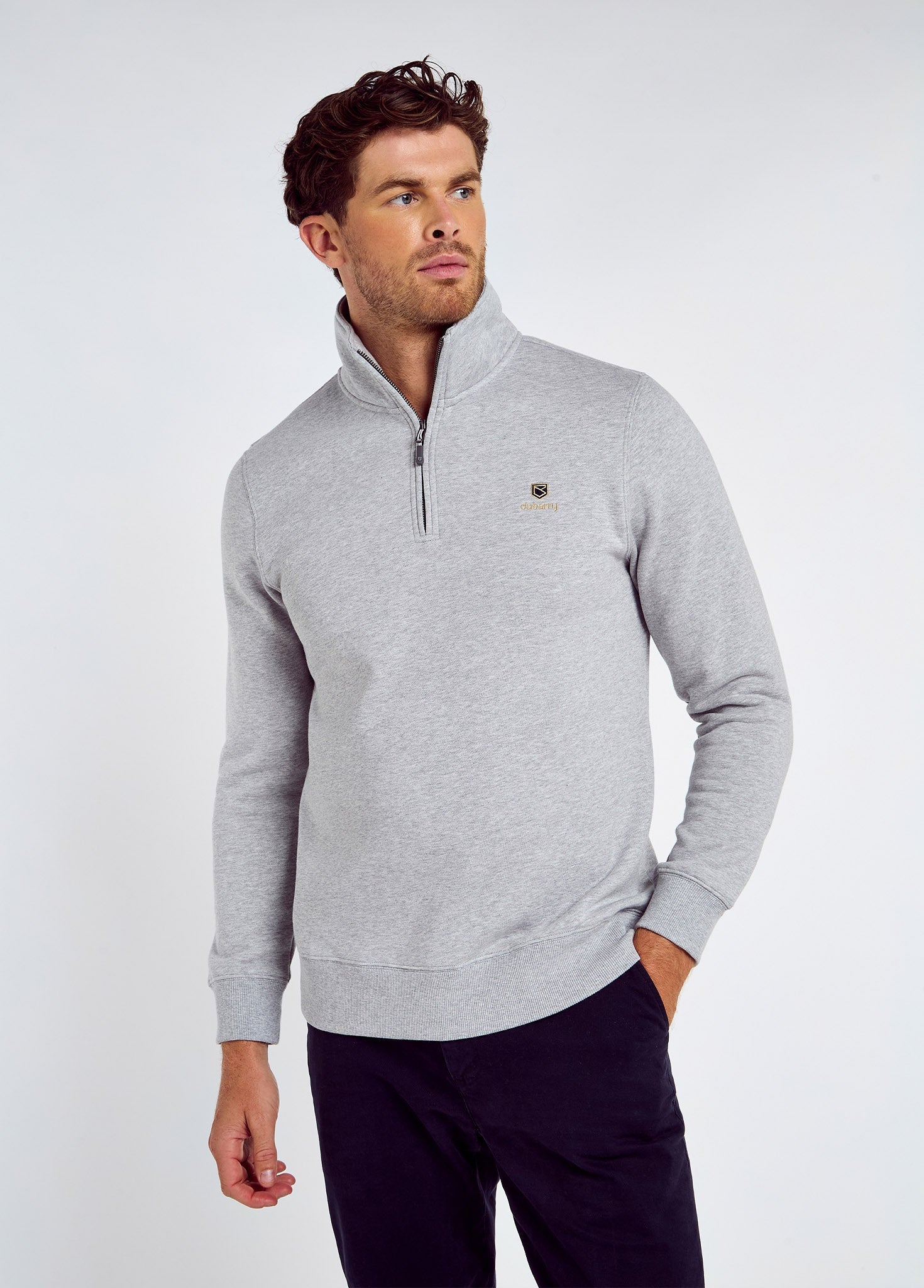 Boyce Men’s Zip Neck Sweater - Grey Marl