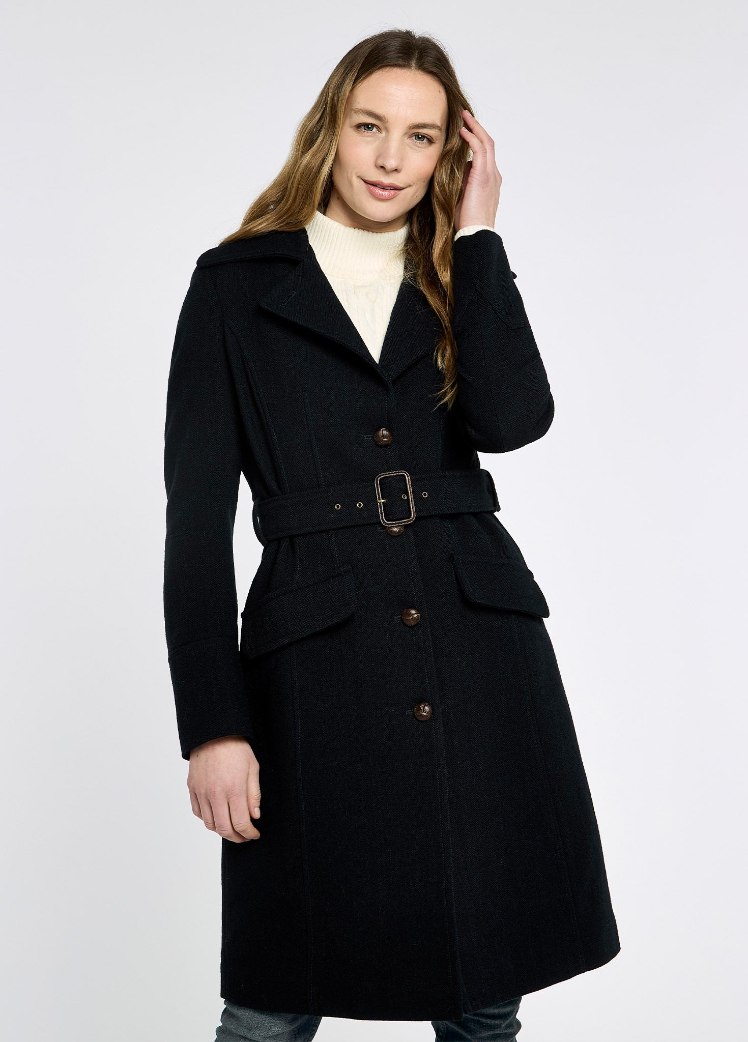 Brookvale Fitted tweed coat - French Navy
