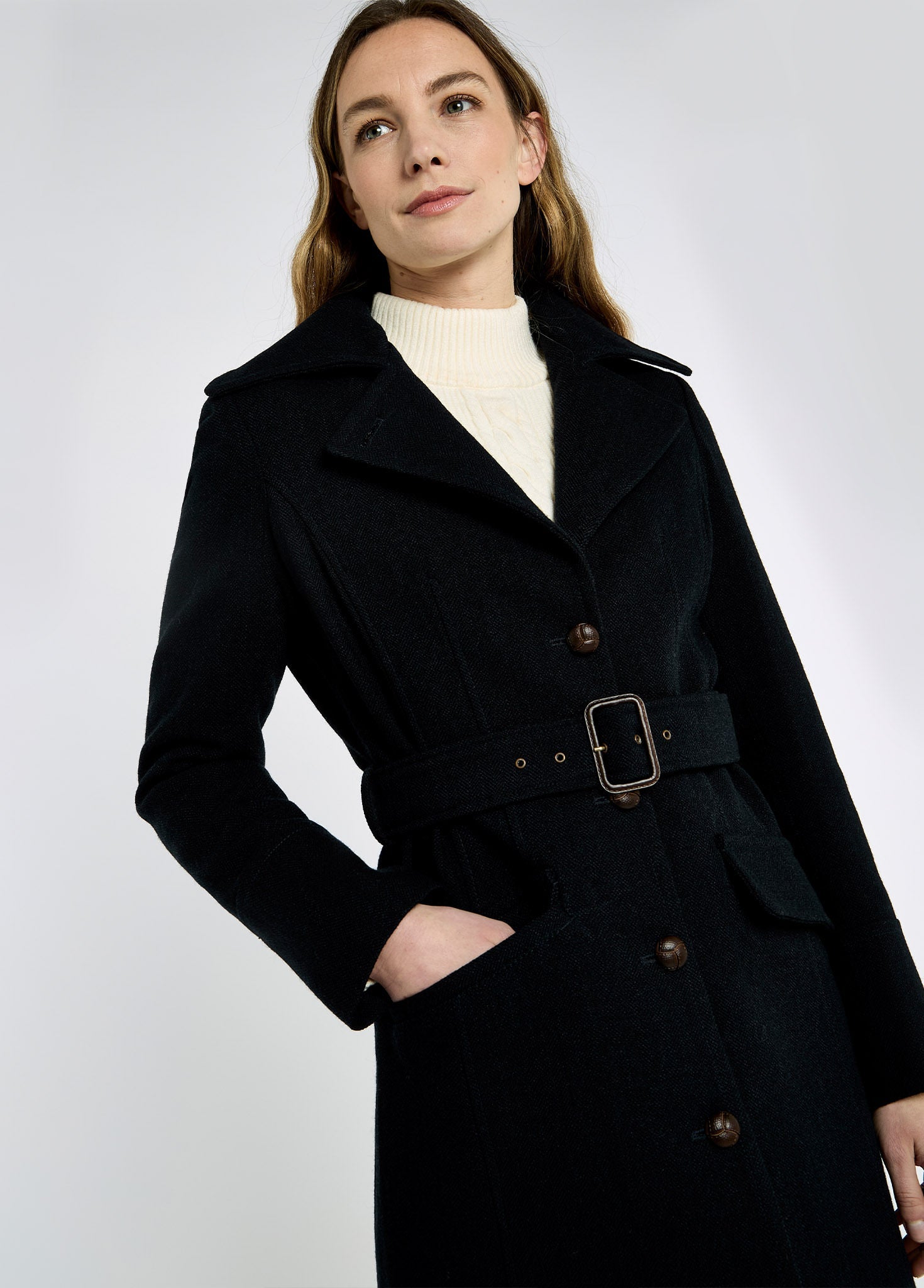 Brookvale Fitted tweed coat - French Navy