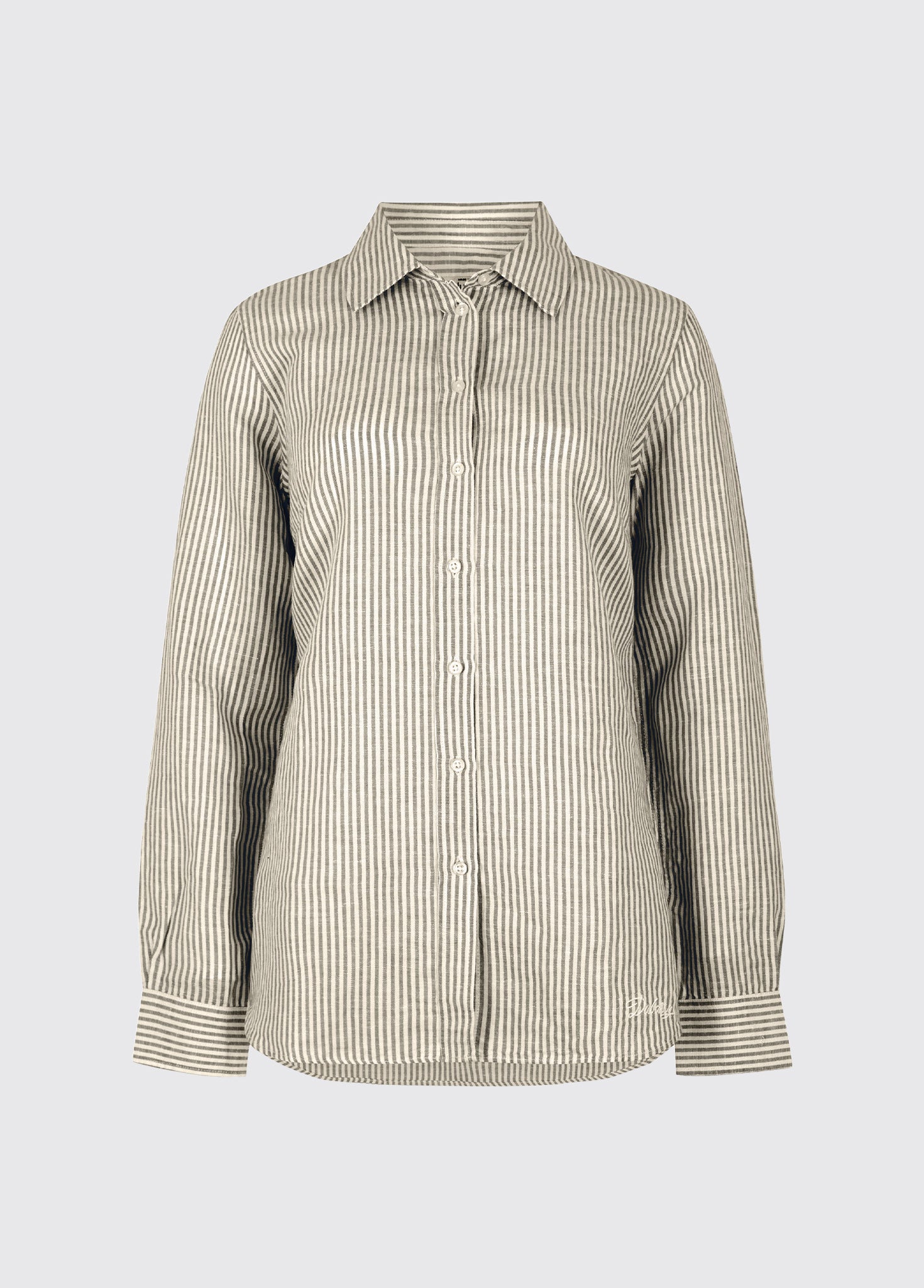 Butterfly Ladies' long sleeve linen shirt- khaki