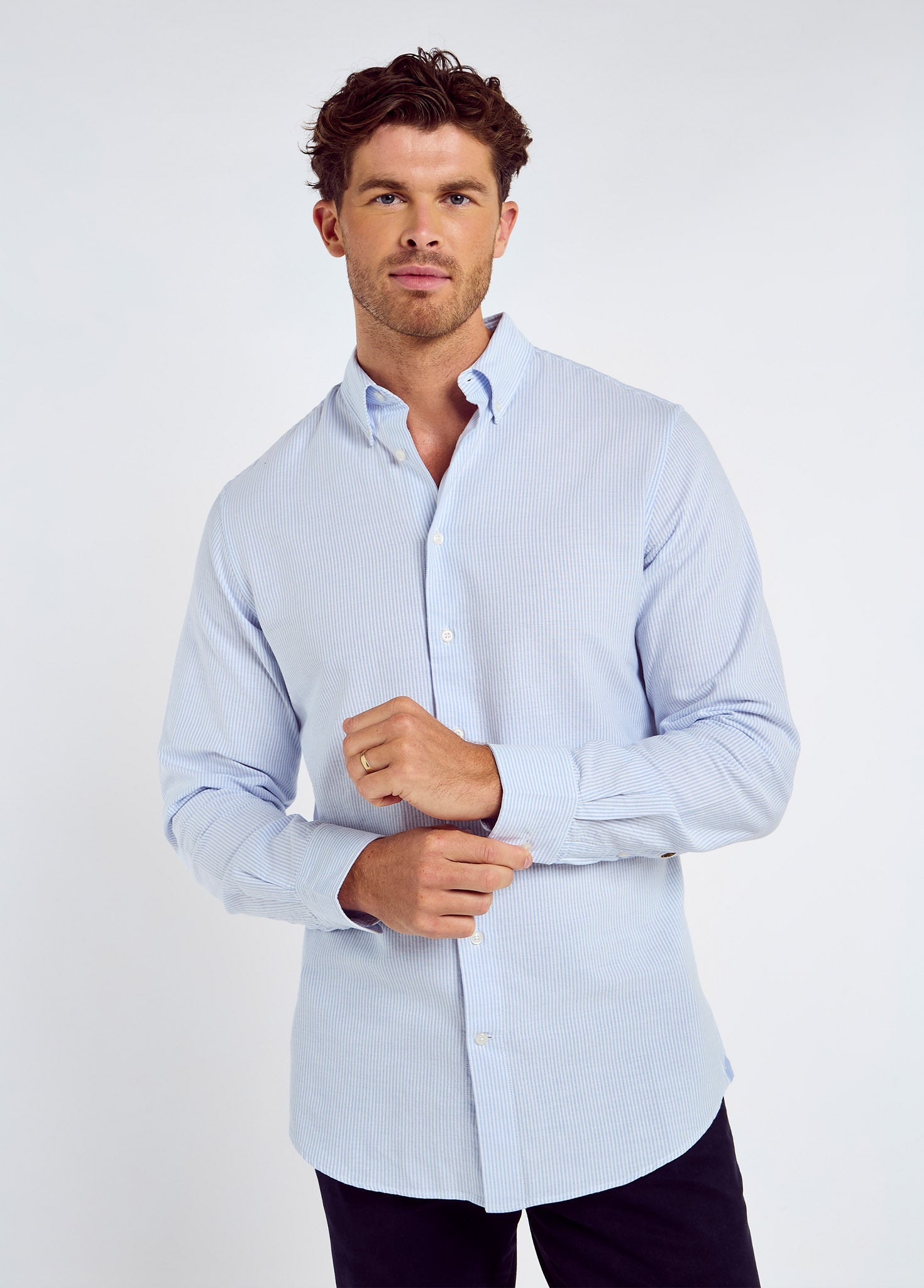 Clontarf Men’s Oxford Shirt - Blue Multi Stripe