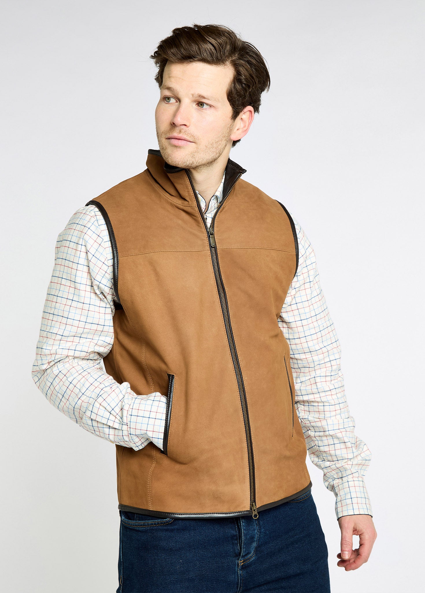 Dunhill Men's Leather Vest - Tan