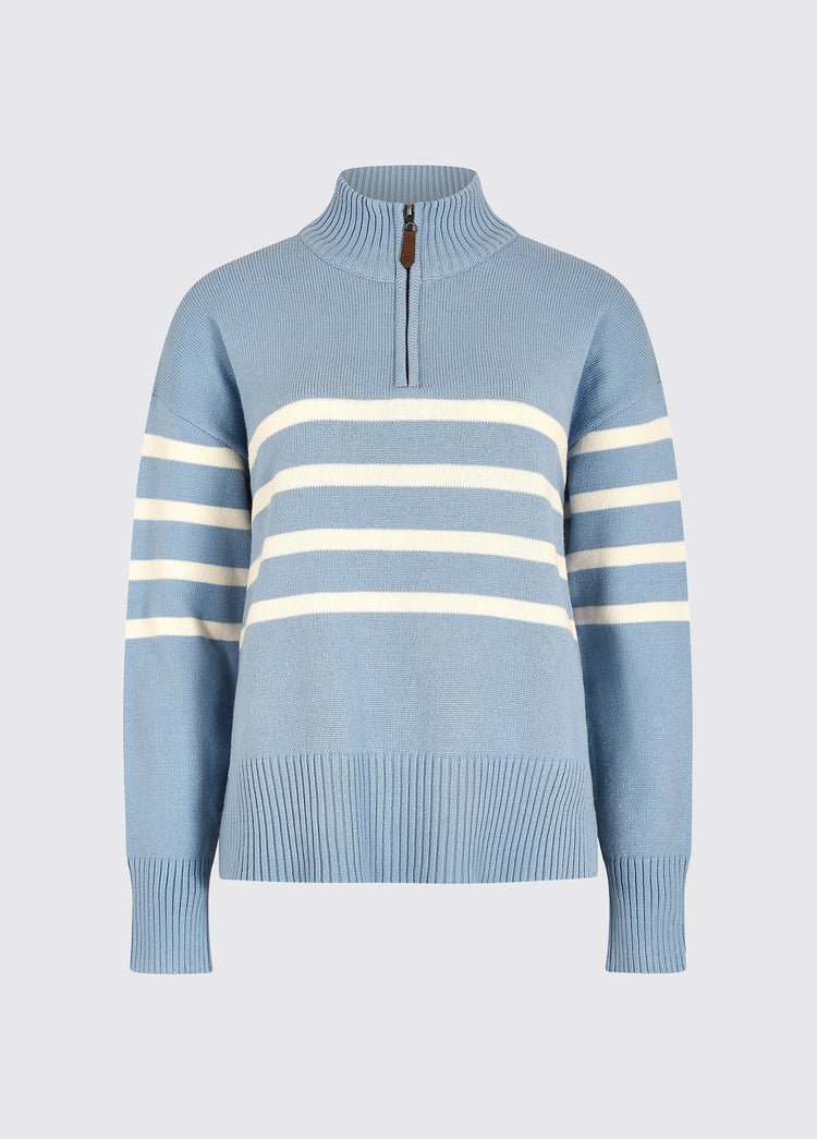 Fonthill Women’s zip neck sweater- Dusty Blue