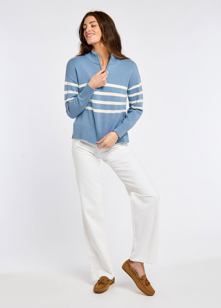 Fonthill Women’s zip neck sweater- Dusty Blue