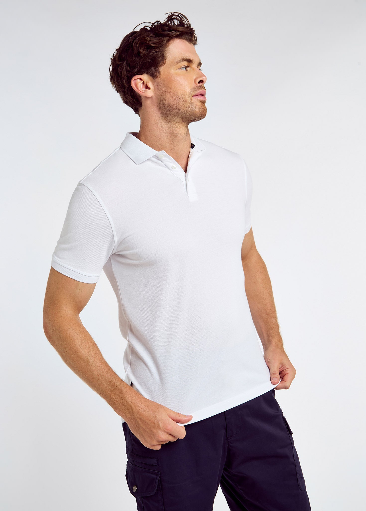 Jennings Men’s cotton pique polo- White