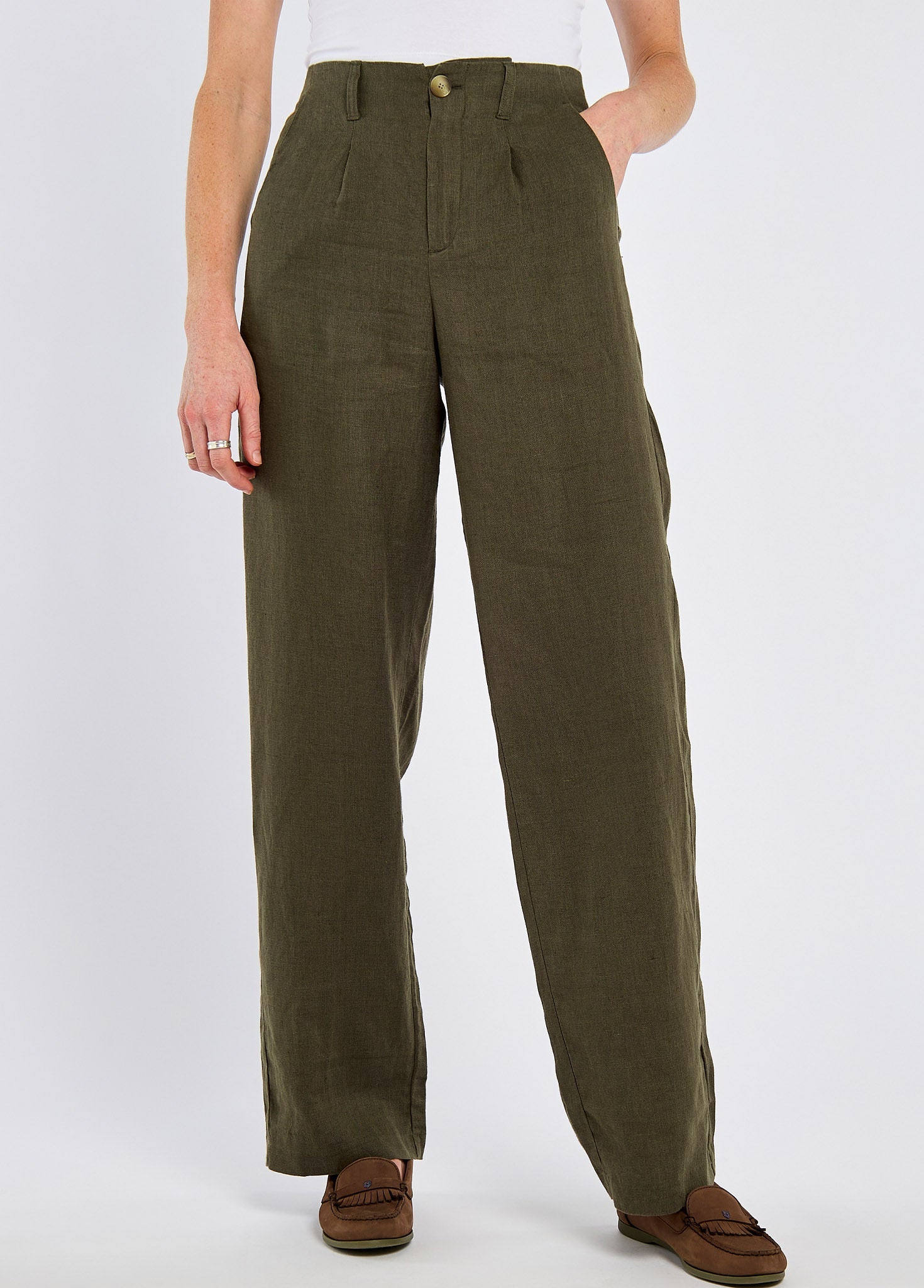 Kelby Ladies' linen trousers - Khaki