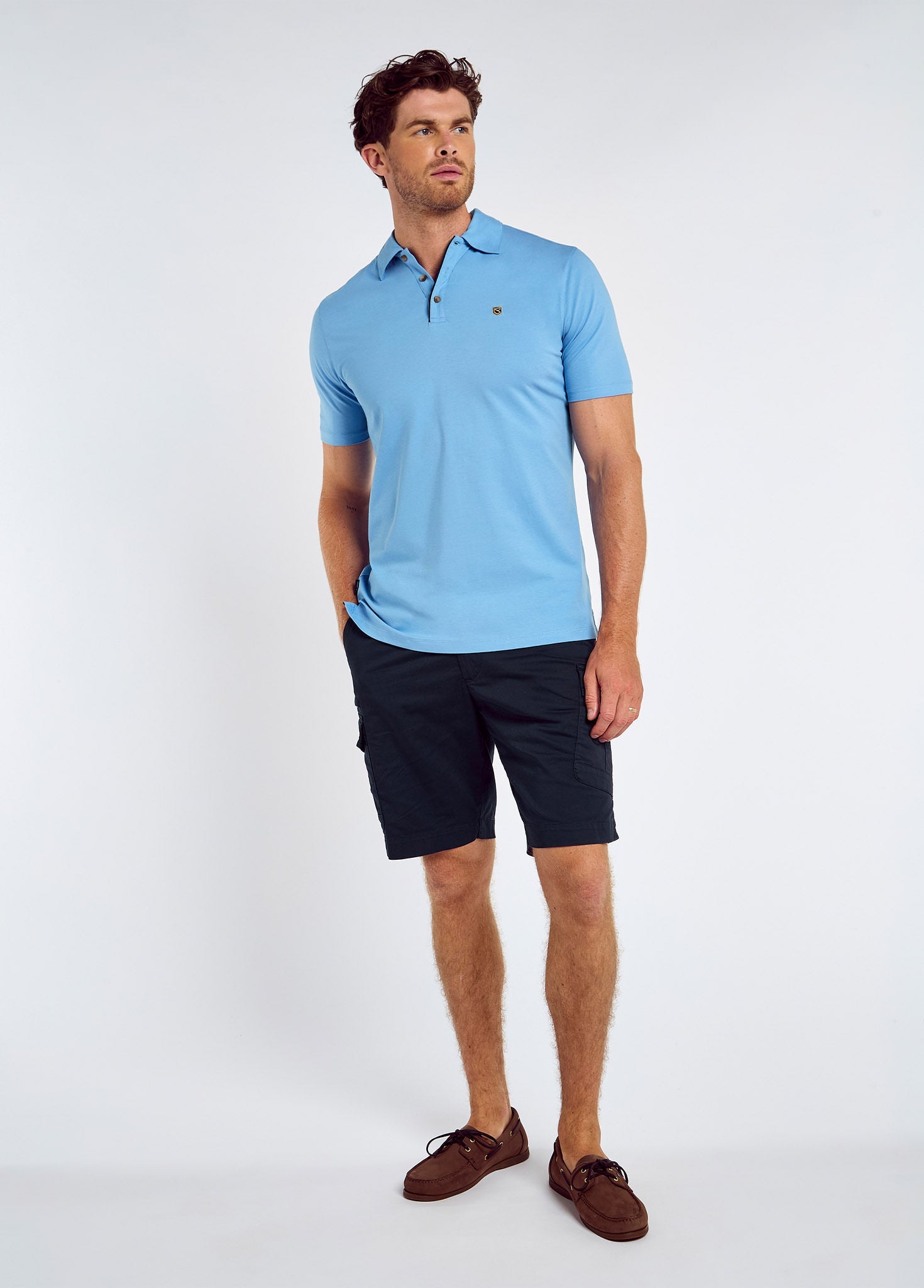 Kilmurray Men’s three-button polo - Azure