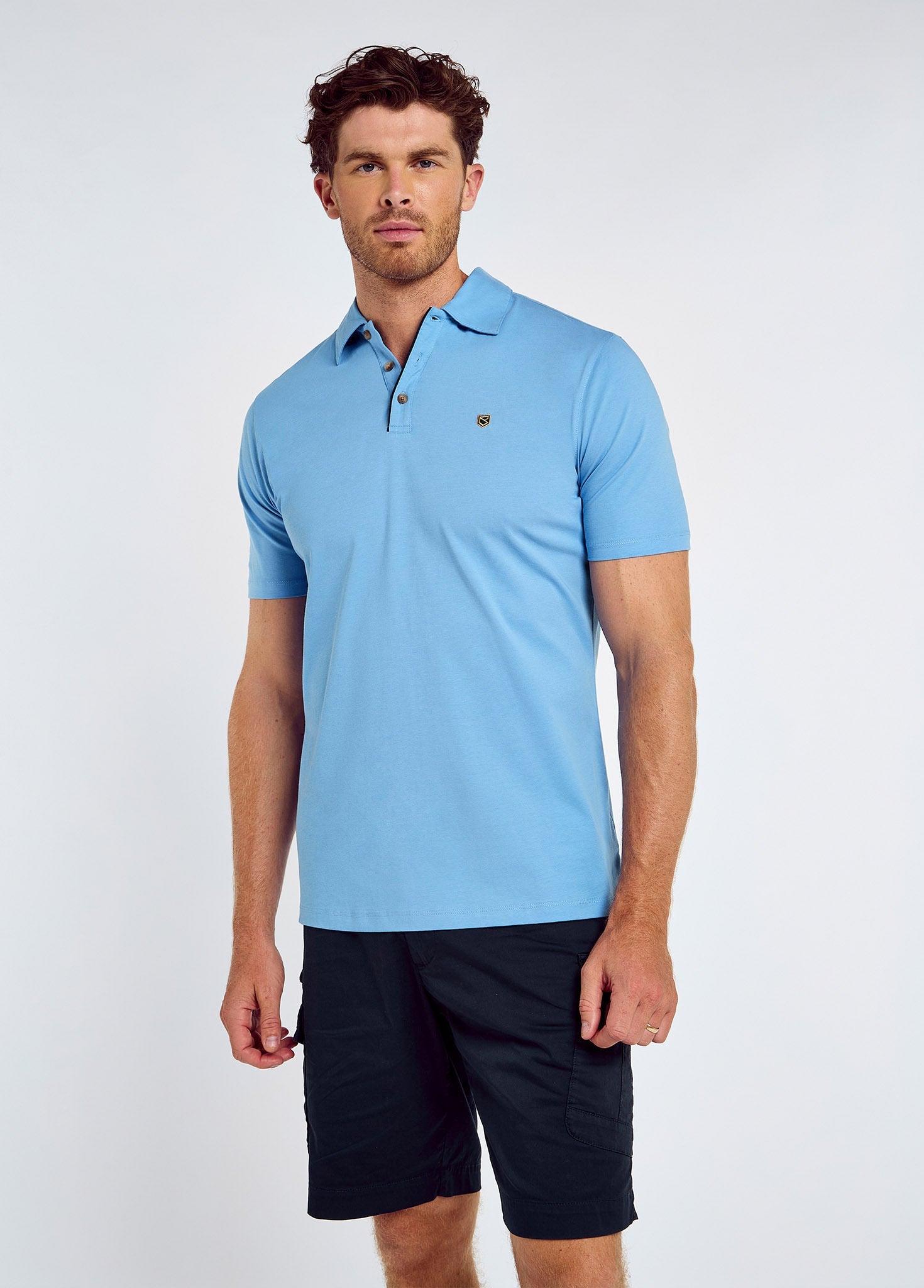 Kilmurray Men’s three-button polo - Azure