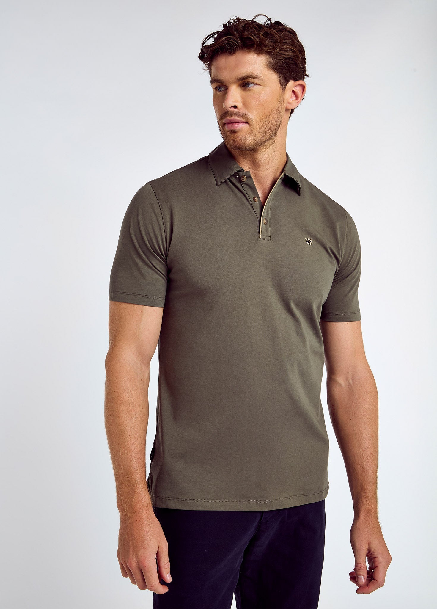 Kilmurray Men’s three-button polo - Kelp
