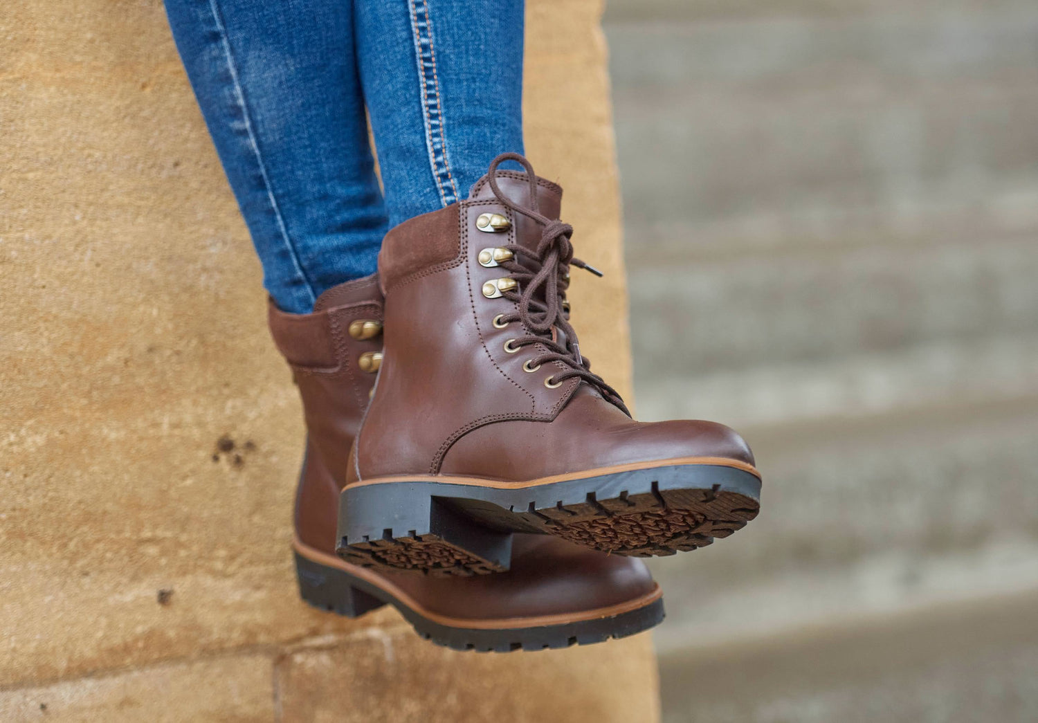 Strokestown Ladies' Lace Up Ankle Boot - Mahogany