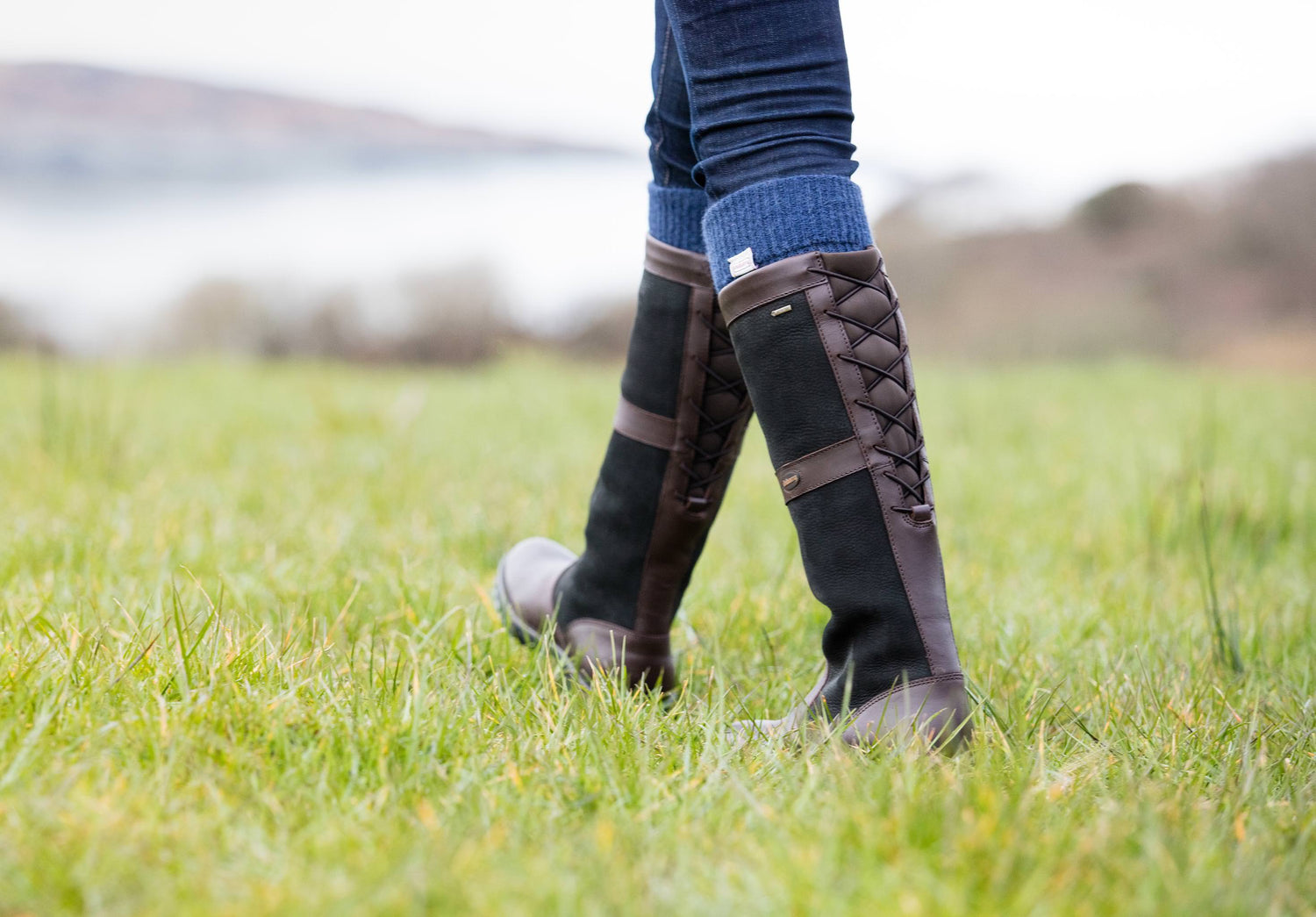 Glanmire Ladies Adjustable Calf Country Boot - Black/Brown