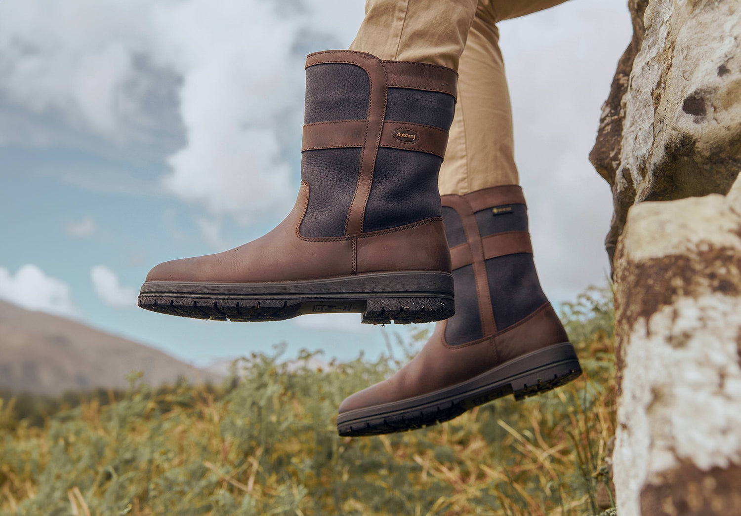 Roscommon Ladies' Short Rain Boot - Navy/Brown