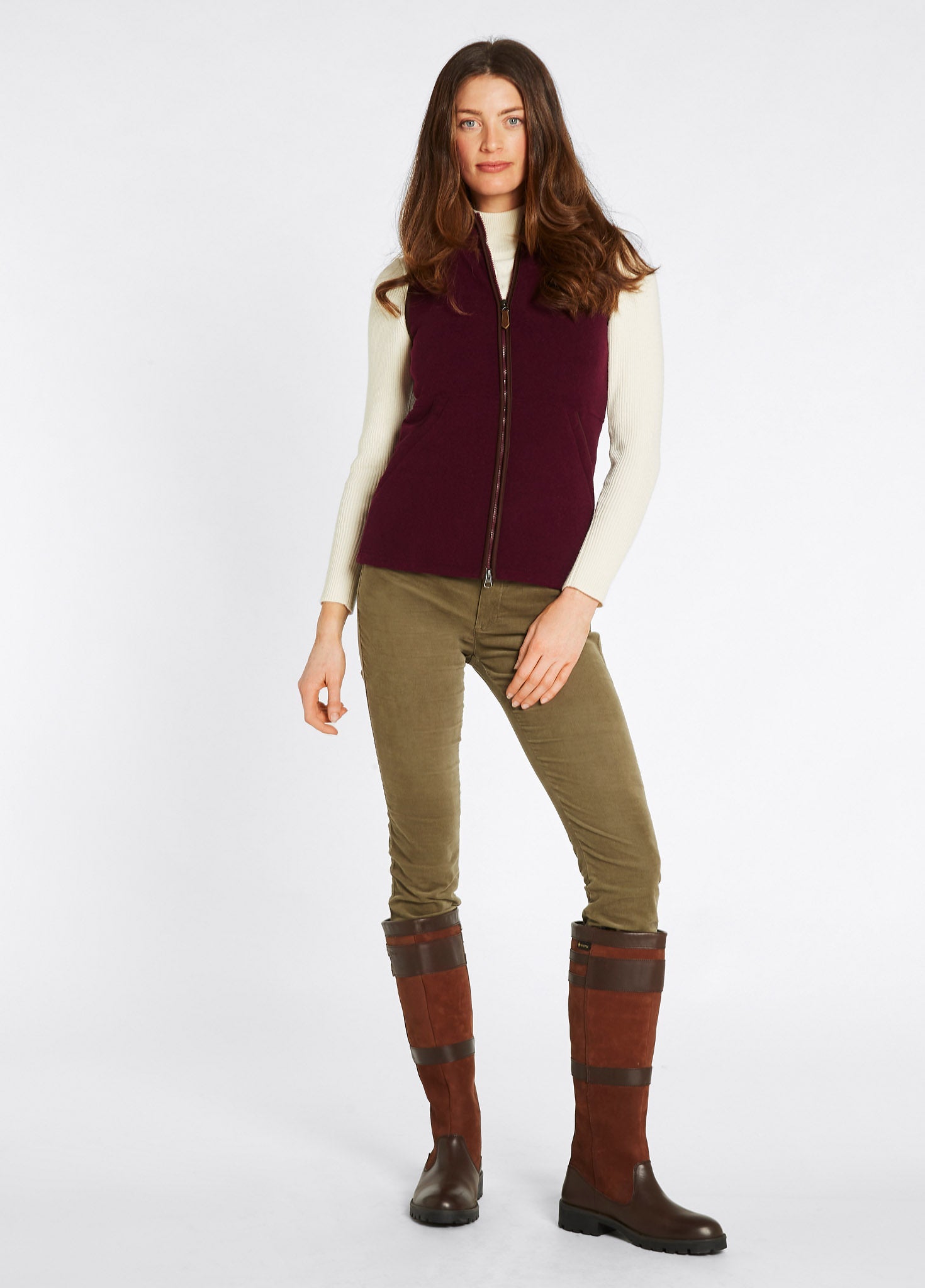 Carbury Ladies' Fleece Vest - Ox Blood