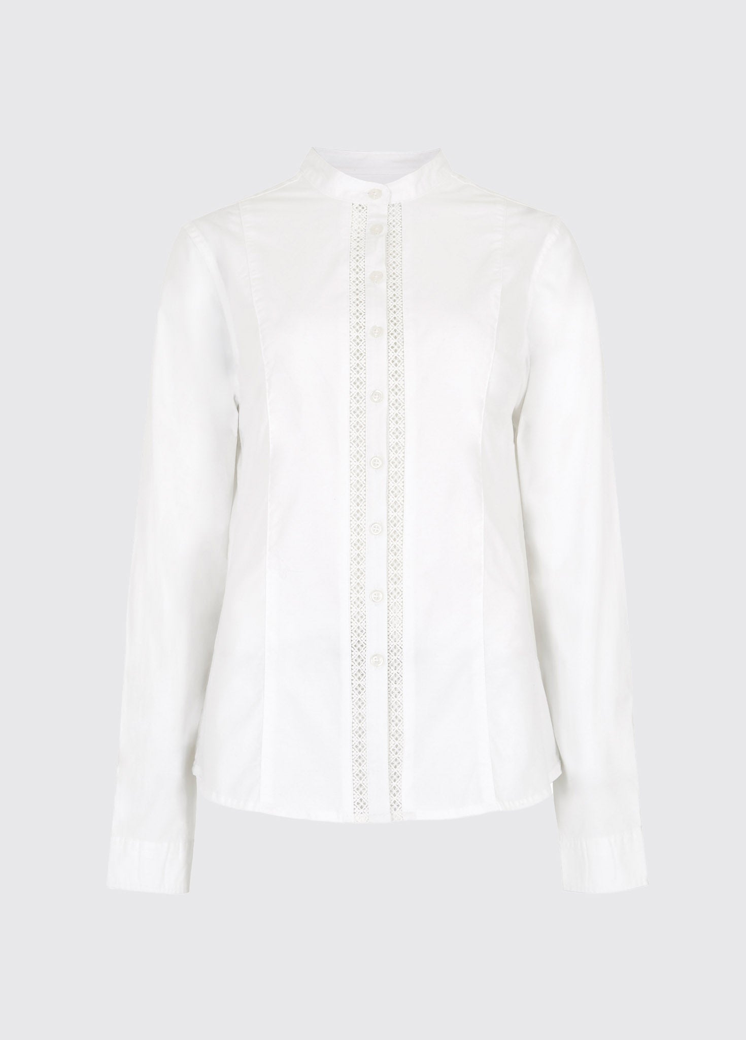 Waterlily Ladies Mandarin Collar Shirt - White