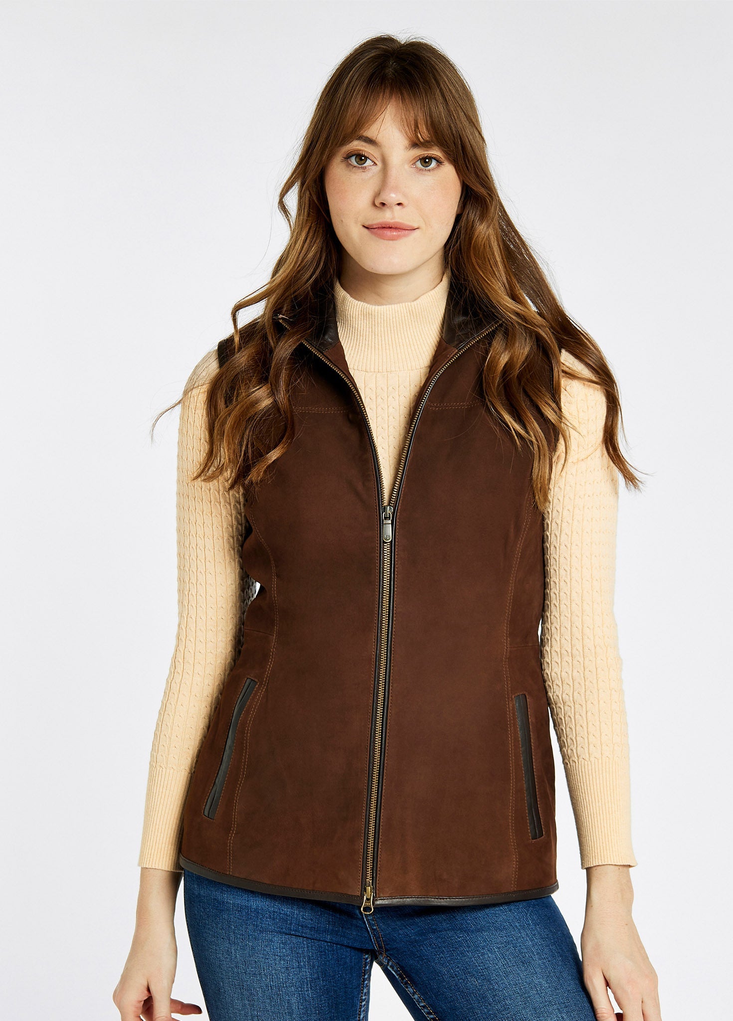 Kingston Ladies' Leather Vest - Walnut