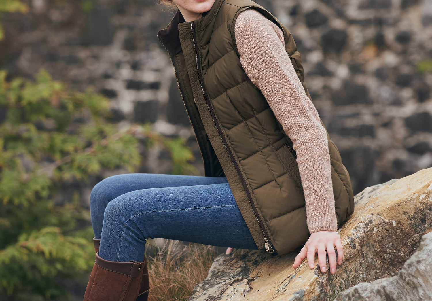 Spiddal Ladies' Quilted Vest - Olive