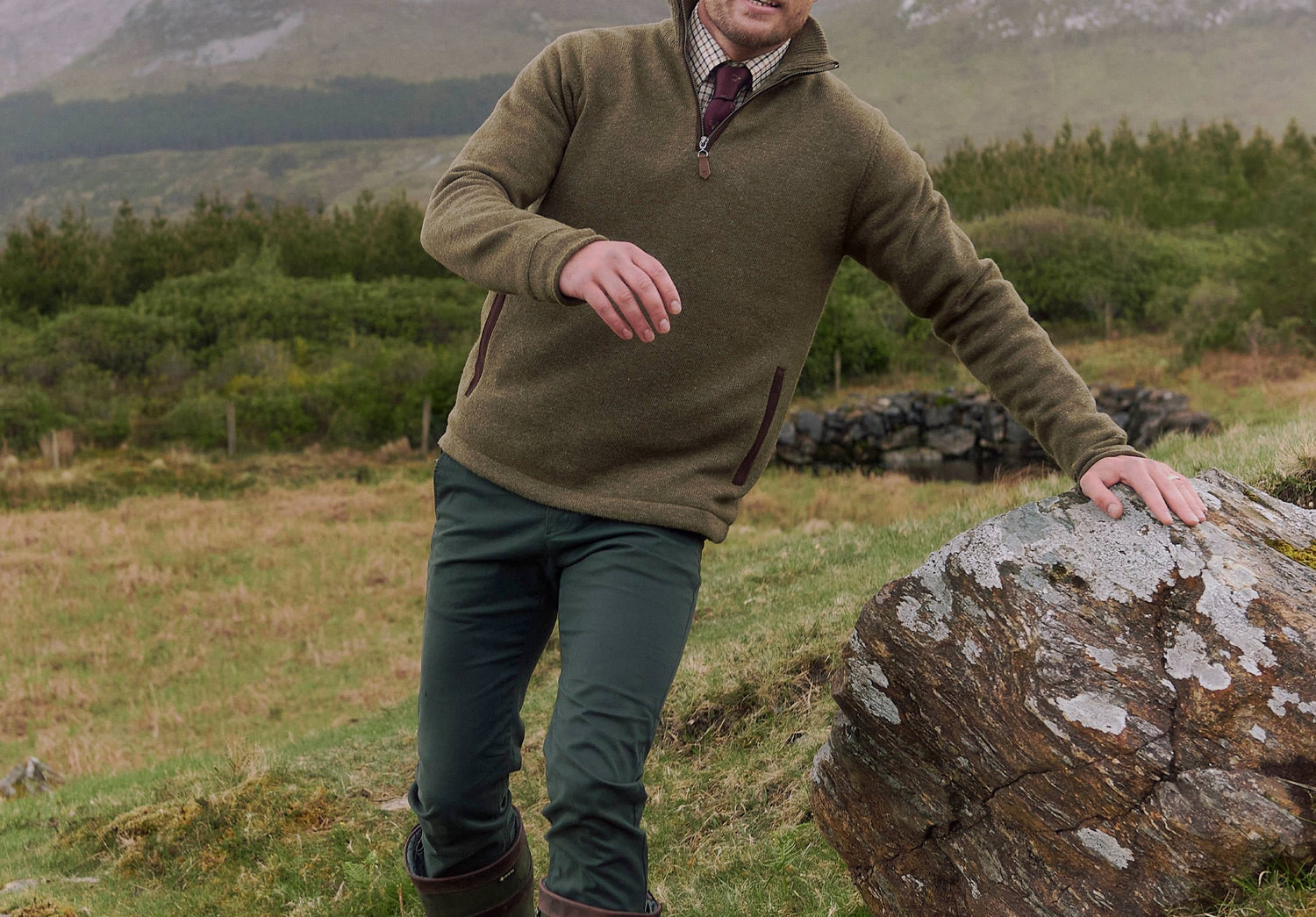 Feeney Men's Windproof Sweater - Dusky Green