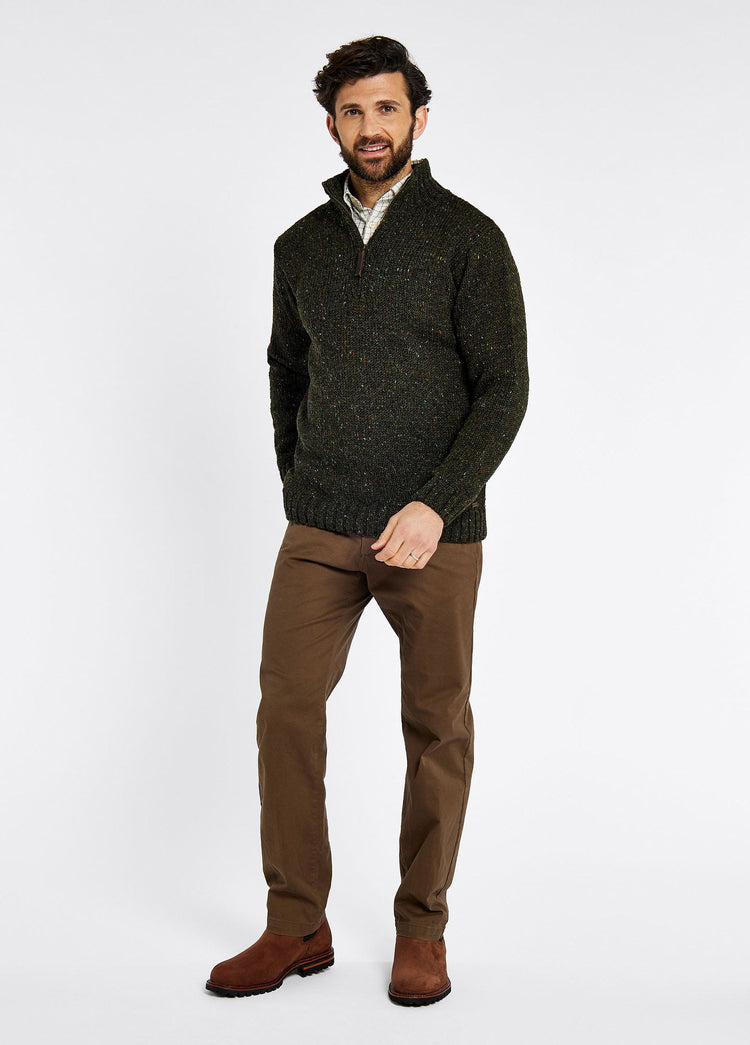 Callaghan Men’s Irish Knit Donegal Sweater - Olive