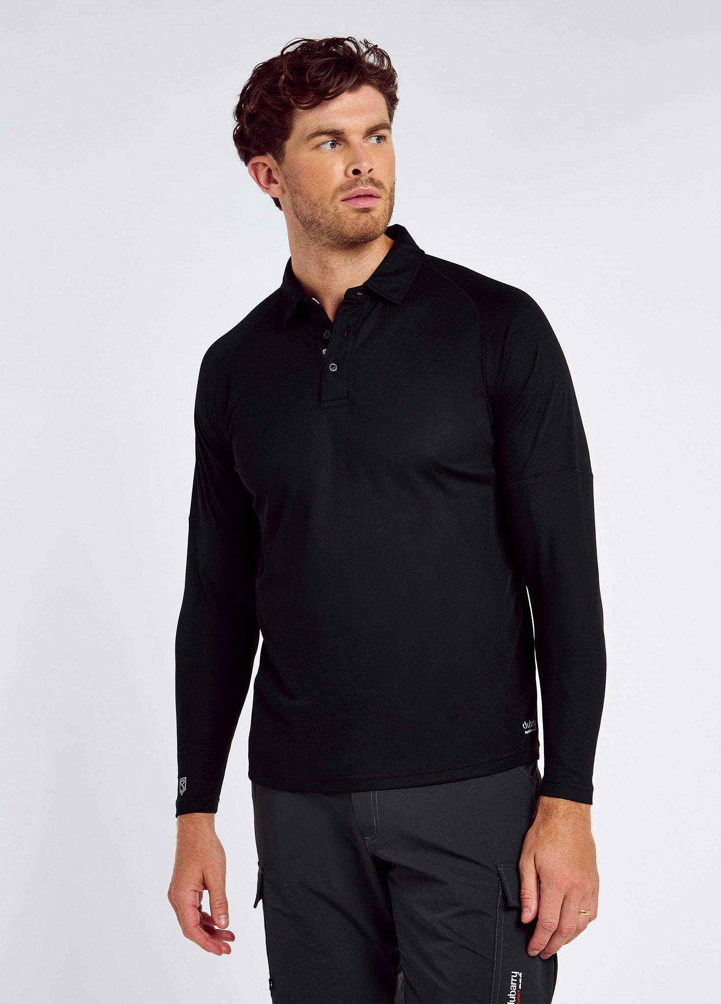 Piraeus Men's Long Sleeve Technical Polo - Black