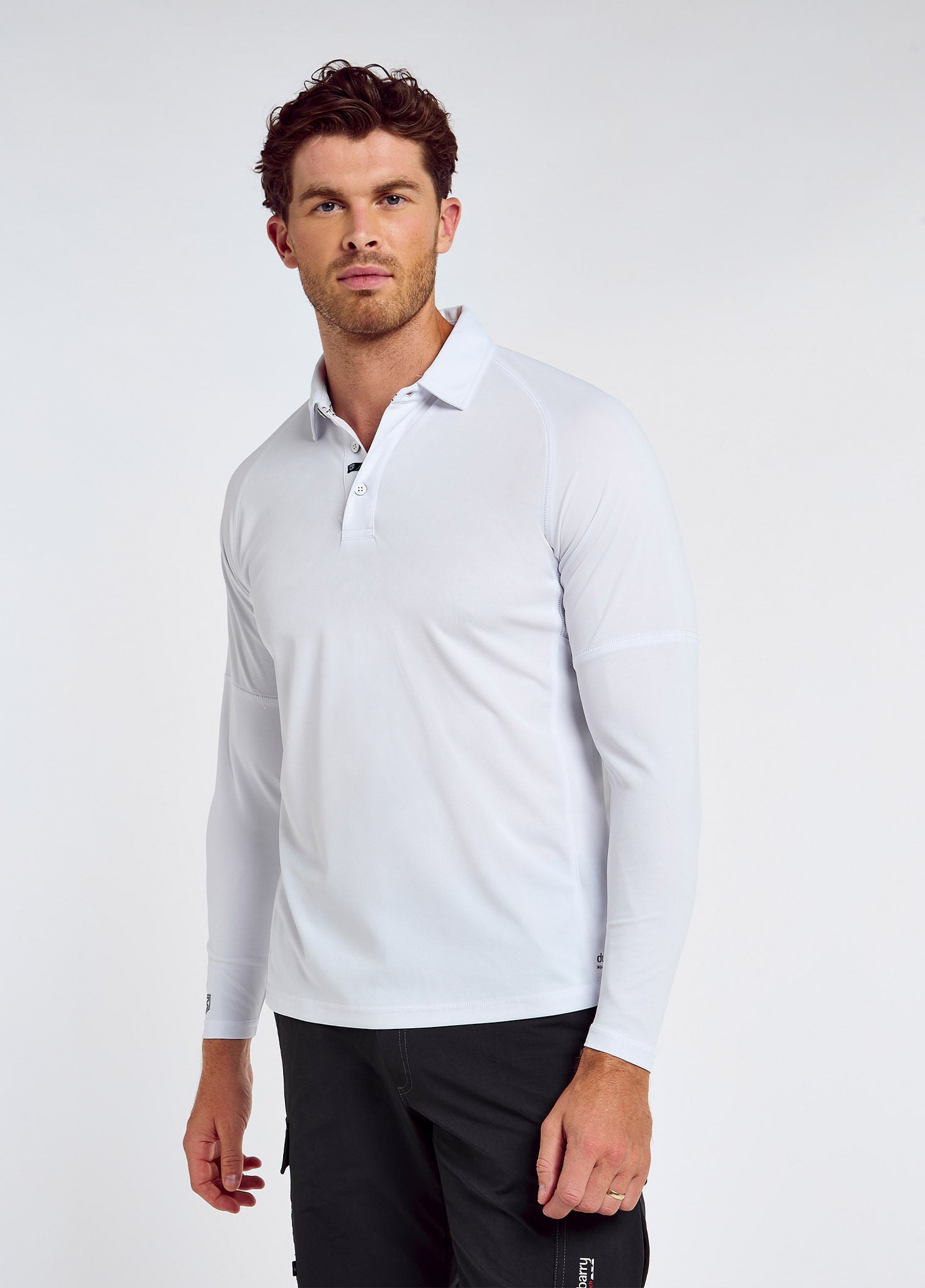 Piraeus Men's Long Sleeve Technical Polo - White