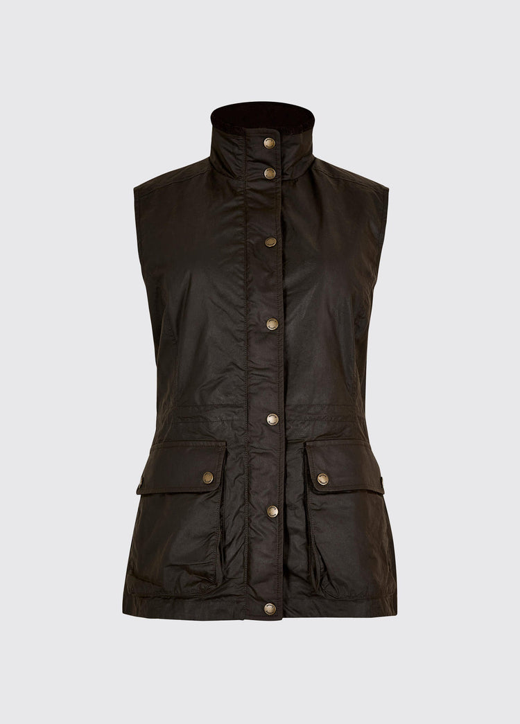 Rathsallagh Women's waxed cotton Vest - Verdigris