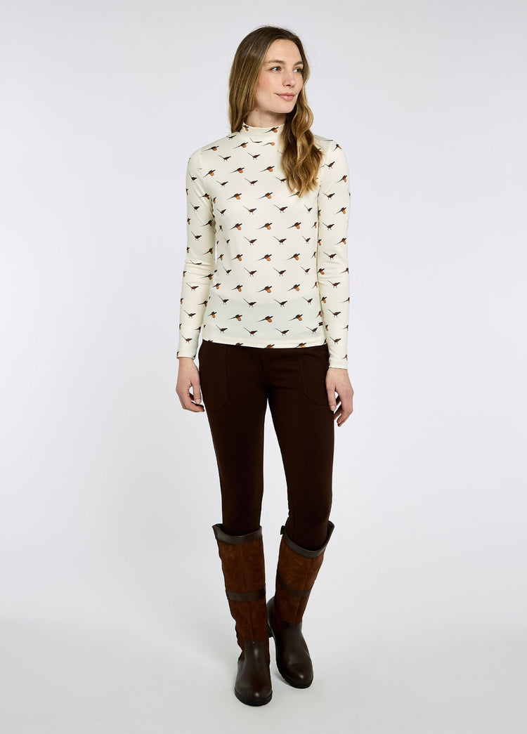 Reynolds Women's soft, printed mock neck top - Cream