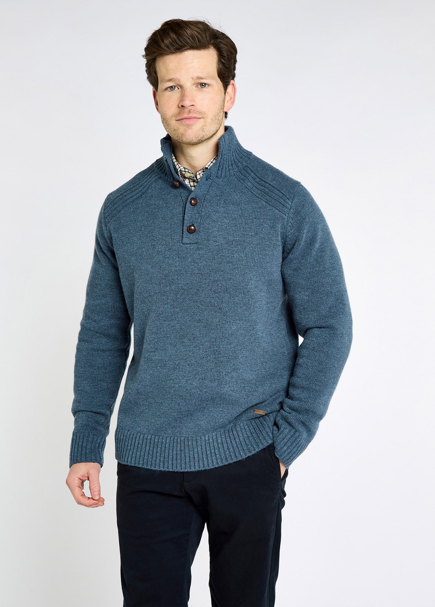 Shields Men’s button neck sweater - Indigo