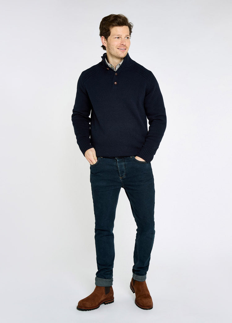 Shields Men’s button neck sweater - Navy