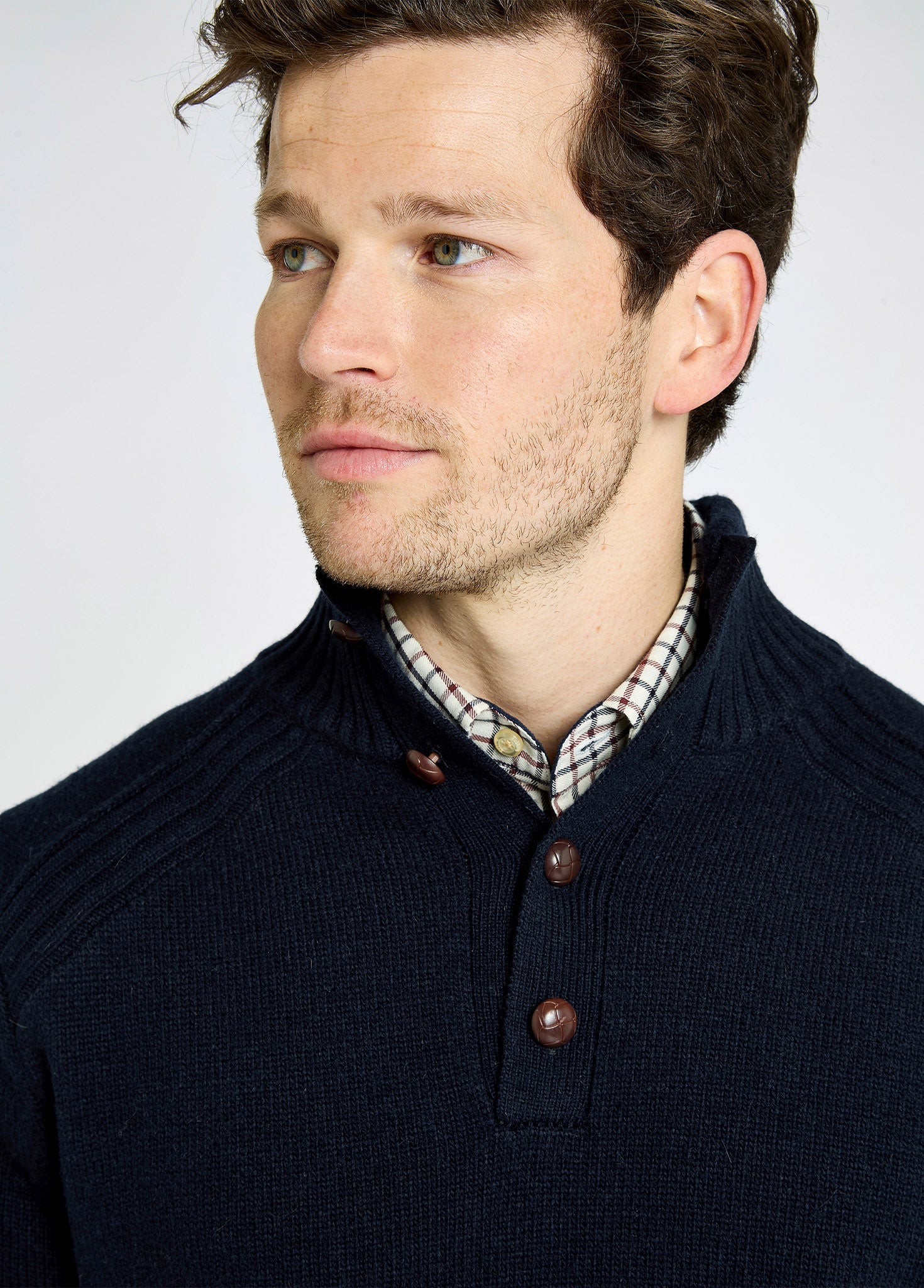 Shields Men’s button neck sweater - Navy