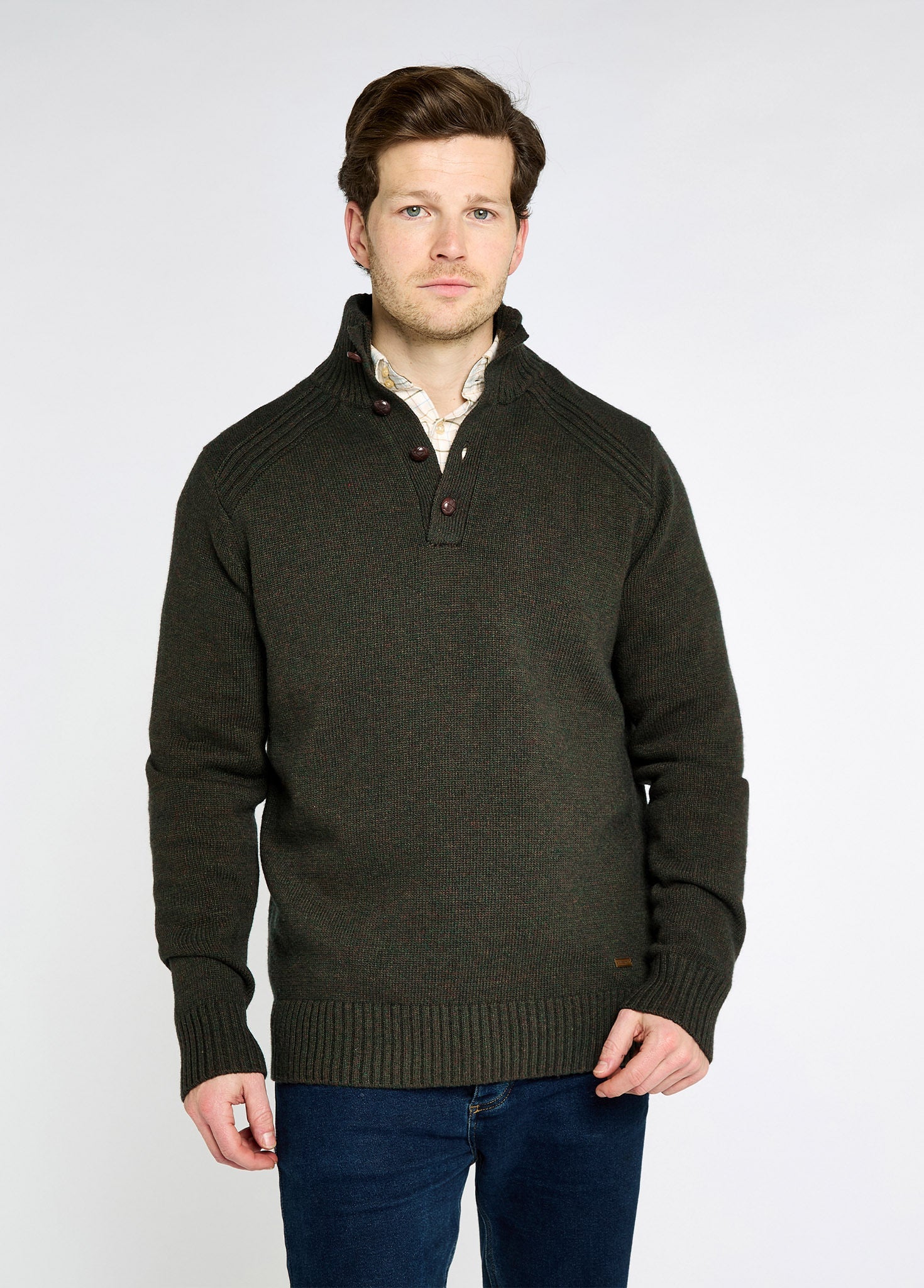Shields Men’s button neck sweater - Olive