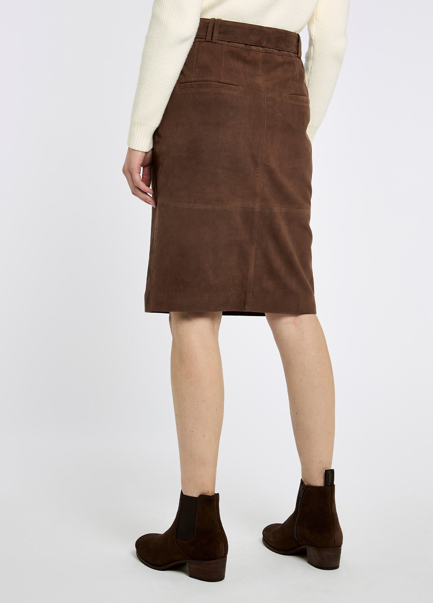 Sullivan Ladies' Knee-length belted suede skirt - Walnut