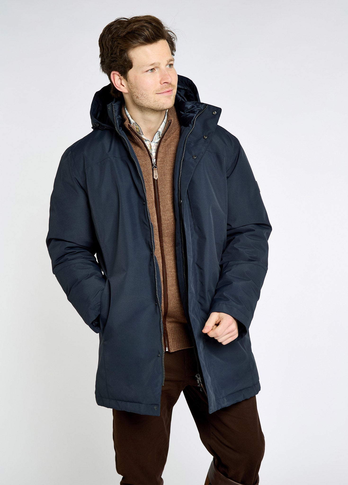 Swiftsheath Men’s waterproof, hooded technical down parka - Navy