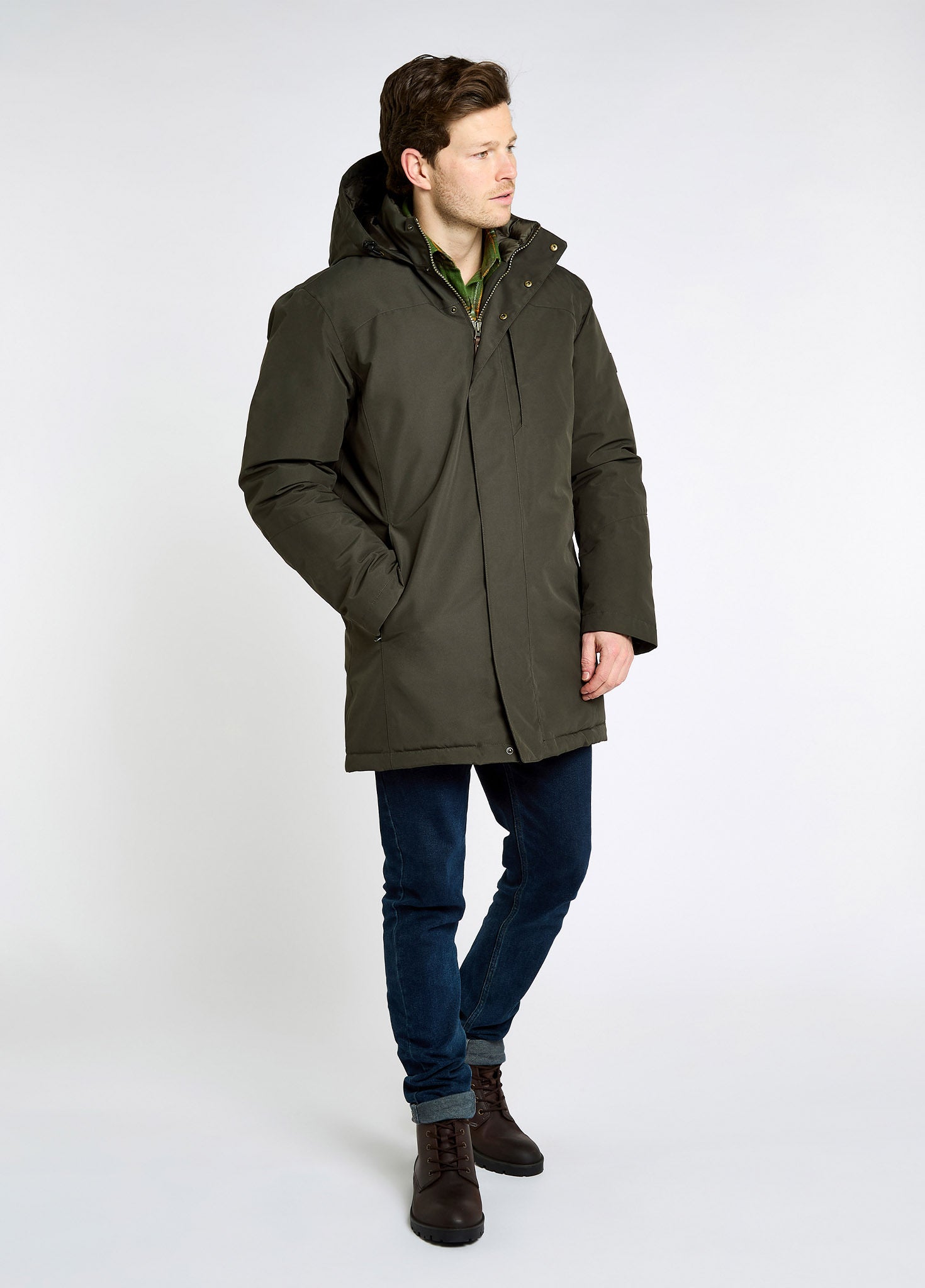 Swiftsheath Men’s waterproof, hooded technical down parka - Olive