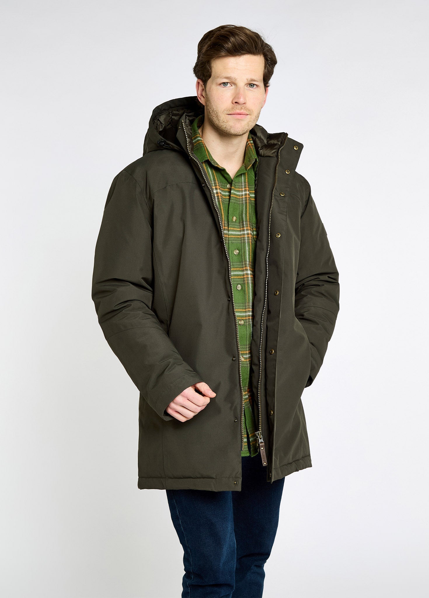 Swiftsheath Men’s waterproof, hooded technical down parka - Olive