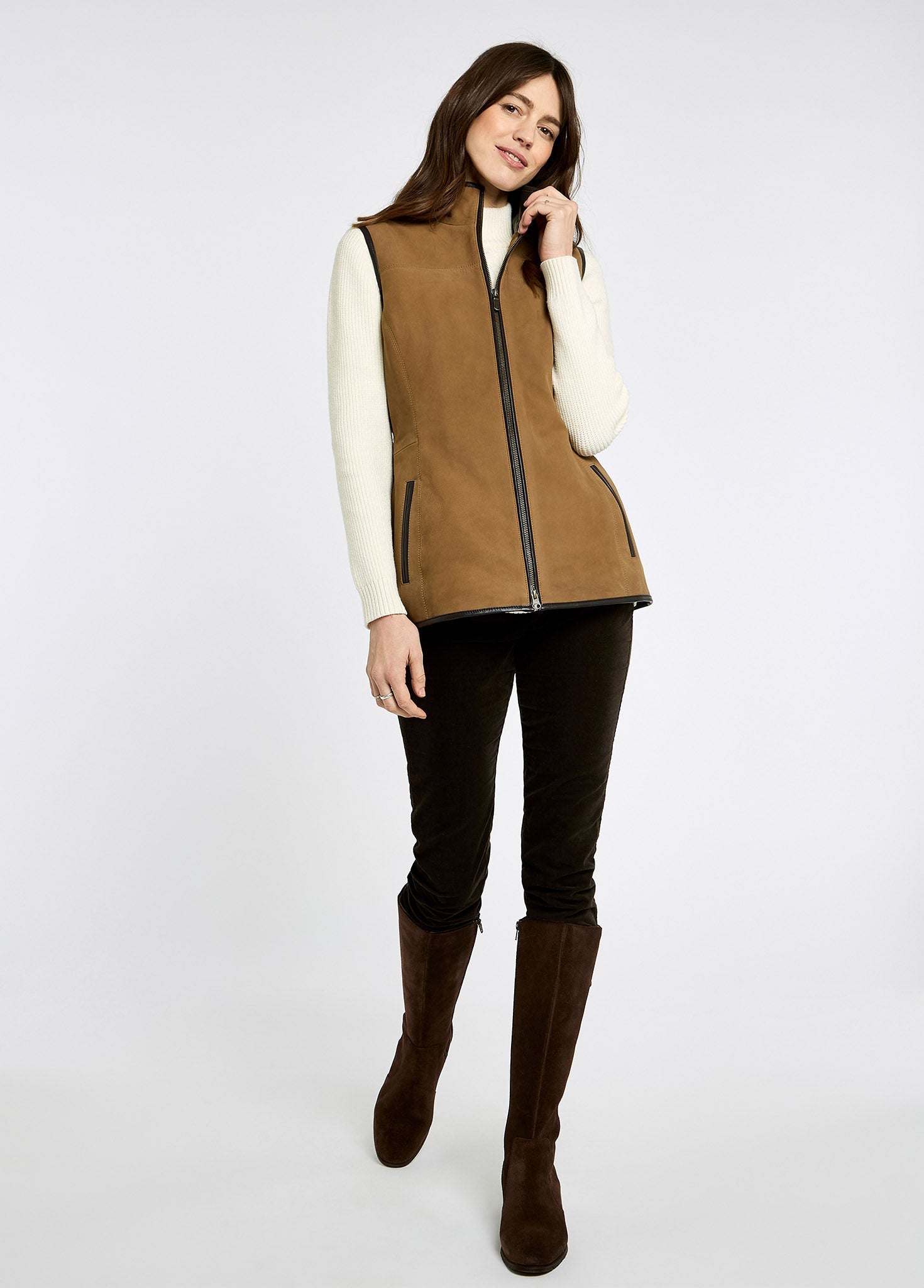 Kingston Ladies' Leather Vest - Tan