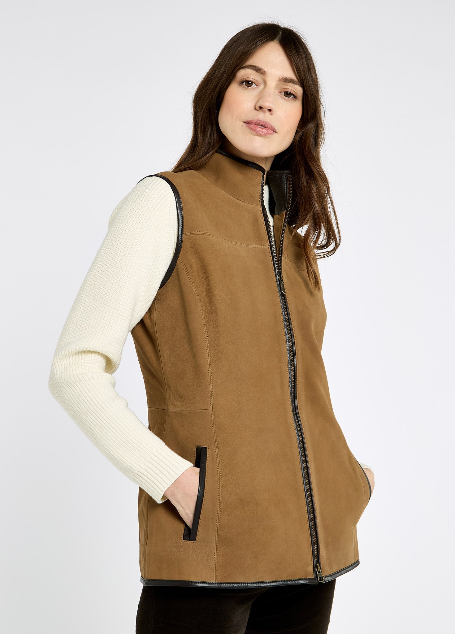Kingston Ladies' Leather Vest - Tan