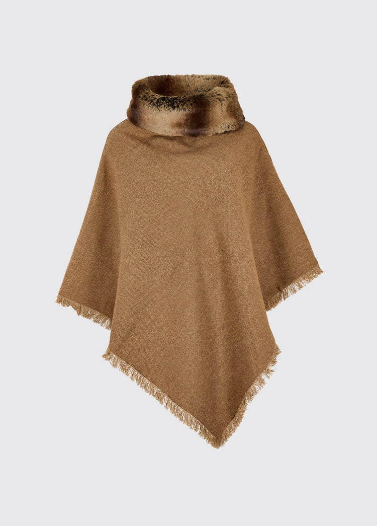 Silverfir Women's Tweed Poncho - Camel Twill