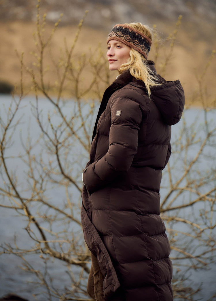 Aldborough Women's Full Length Technical Down Jacket - Mahogany