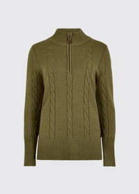 Burtonpoint Womens' 1/4 Zip Sweater - Dusky Green