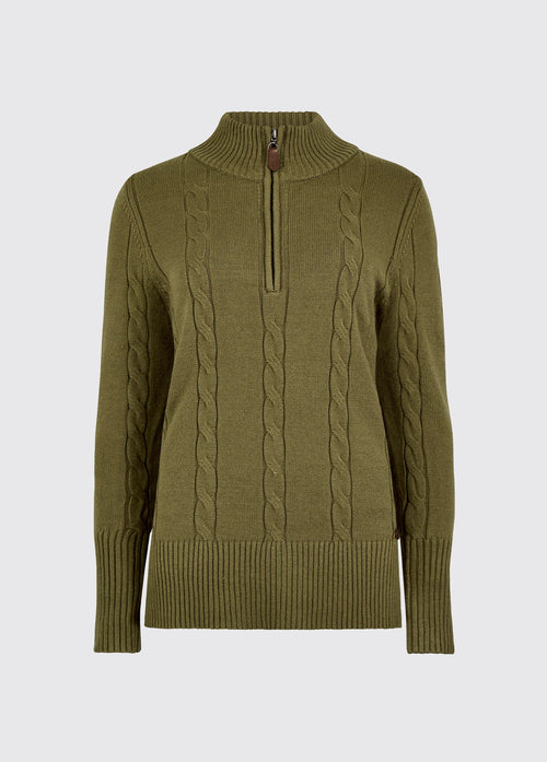 Burtonpoint Womens' 1/4 Zip Sweater - Dusky Green