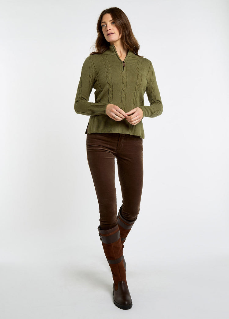 Burtonpoint Womens' 1/4 Zip Sweater - Dusky Green