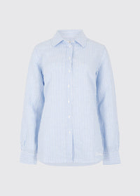 Butterfly Ladies' long sleeve linen shirt- blue