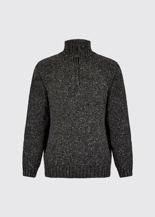 Callaghan Men’s Irish Knit Zip Neck Sweater - Charcoal