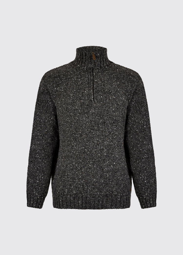 Callaghan Men’s Irish Knit Zip Neck Sweater - Charcoal