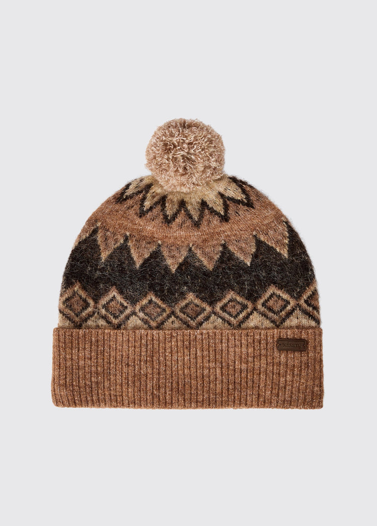 Coolroe Knitted Fair Isle Pattern Bobble Hat - Oat Multi