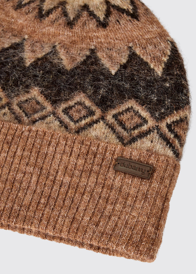 Coolroe Knitted Fair Isle Pattern Bobble Hat - Oat Multi